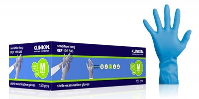 Hanske nitril Klinion Sensitive lang 290mm M blå